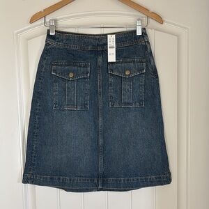 J Crew Blue Denim Midi‎ Skirt Pockets Classic Women’s Size 25